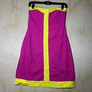Britt Ryan Strapless Dress Pink And Yellow Size 6 Colorful